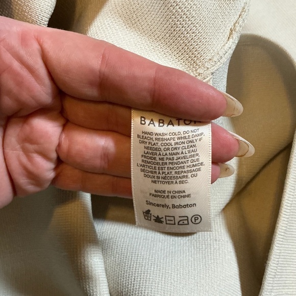 Babaton Sculpt Knit Square Neck Dress Cream Beige Bodycon Size Small - Picture 4 of 7